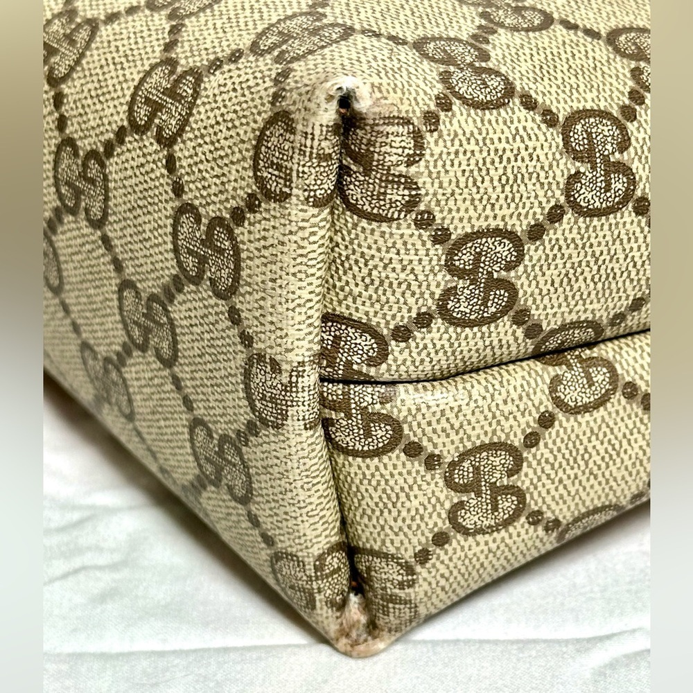 GUCCI SIGNATURE Beige Tote With Red And Green Straps Gorgeous - Picture 7 of 16